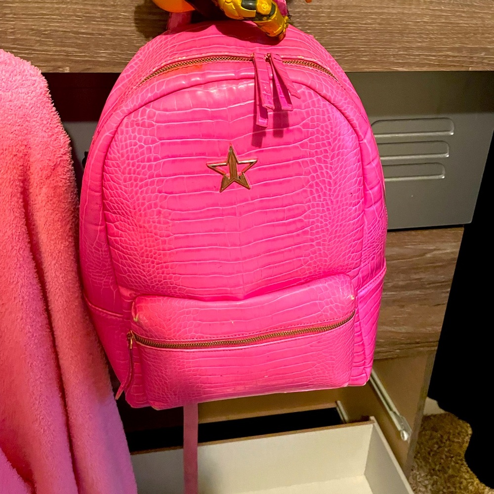 Jeffree Star bad religion limited edition pink feaux crocodile leather backpack